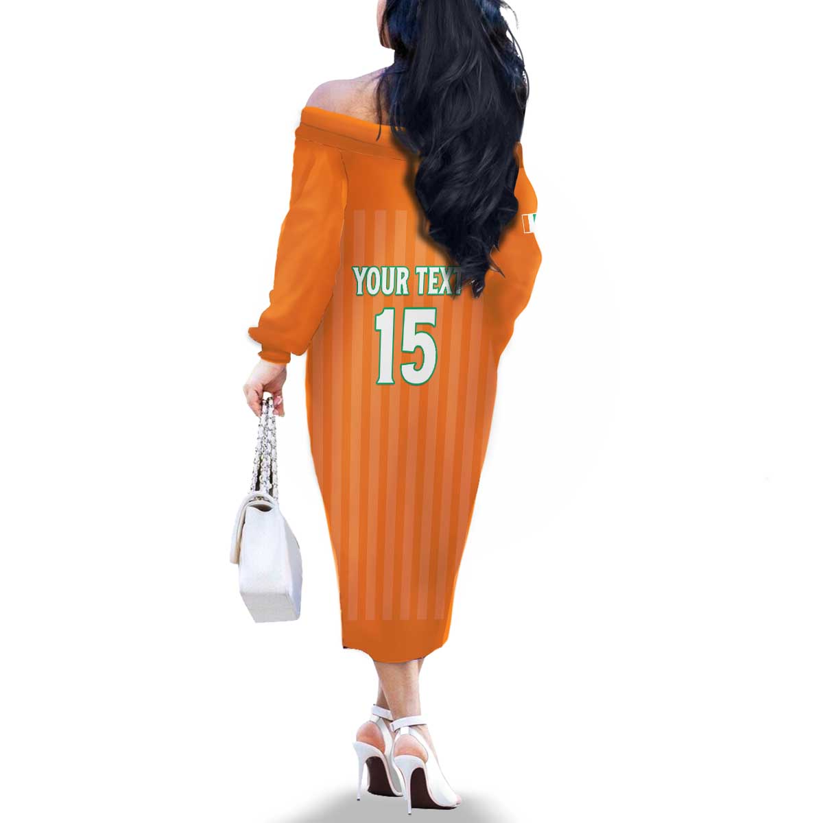 Custom Ivory Coast Football Family Matching Off The Shoulder Long Sleeve Dress and Hawaiian Shirt Come On Elephants