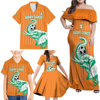 Custom Ivory Coast Football Family Matching Off Shoulder Maxi Dress and Hawaiian Shirt Come On Elephants