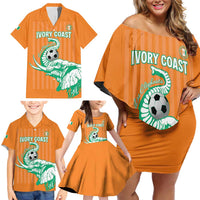 Custom Ivory Coast Football Family Matching Off Shoulder Short Dress and Hawaiian Shirt Come On Elephants
