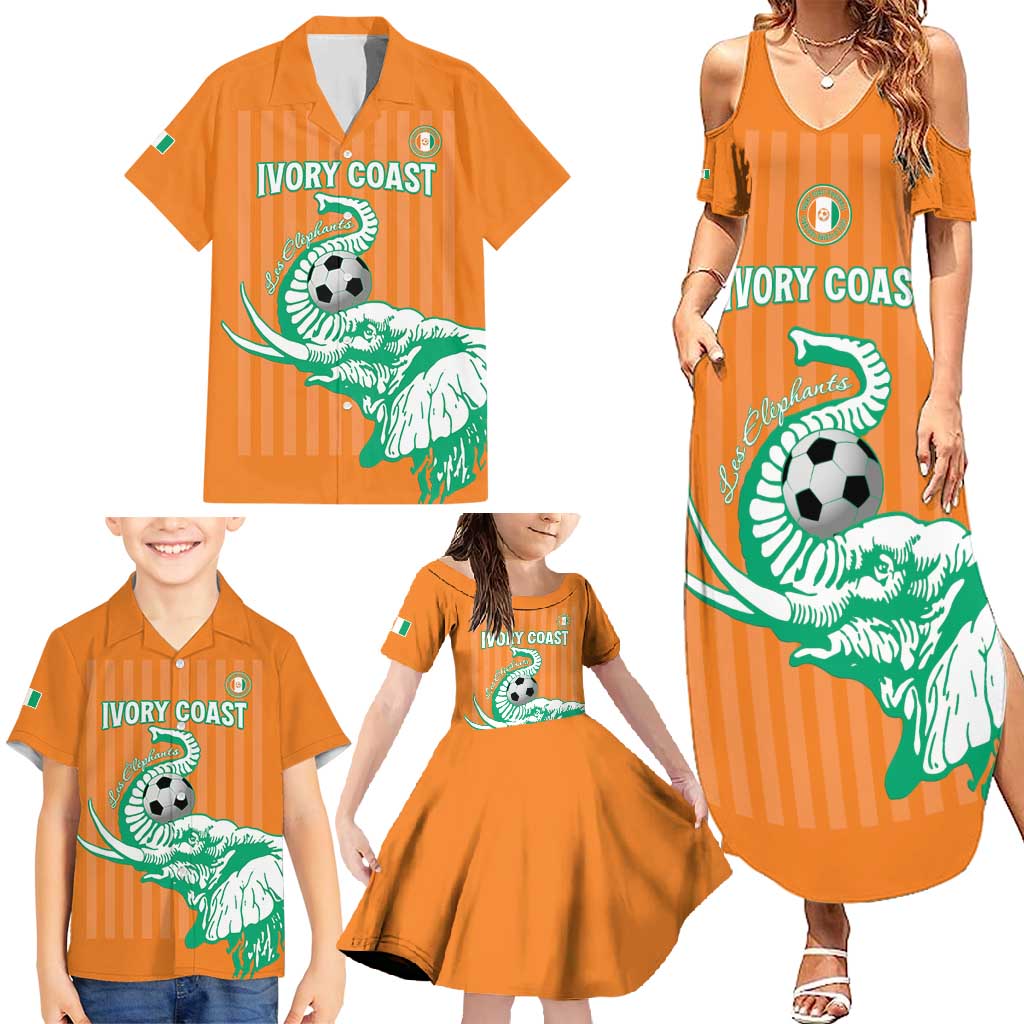 Custom Ivory Coast Football Family Matching Summer Maxi Dress and Hawaiian Shirt Come On Elephants
