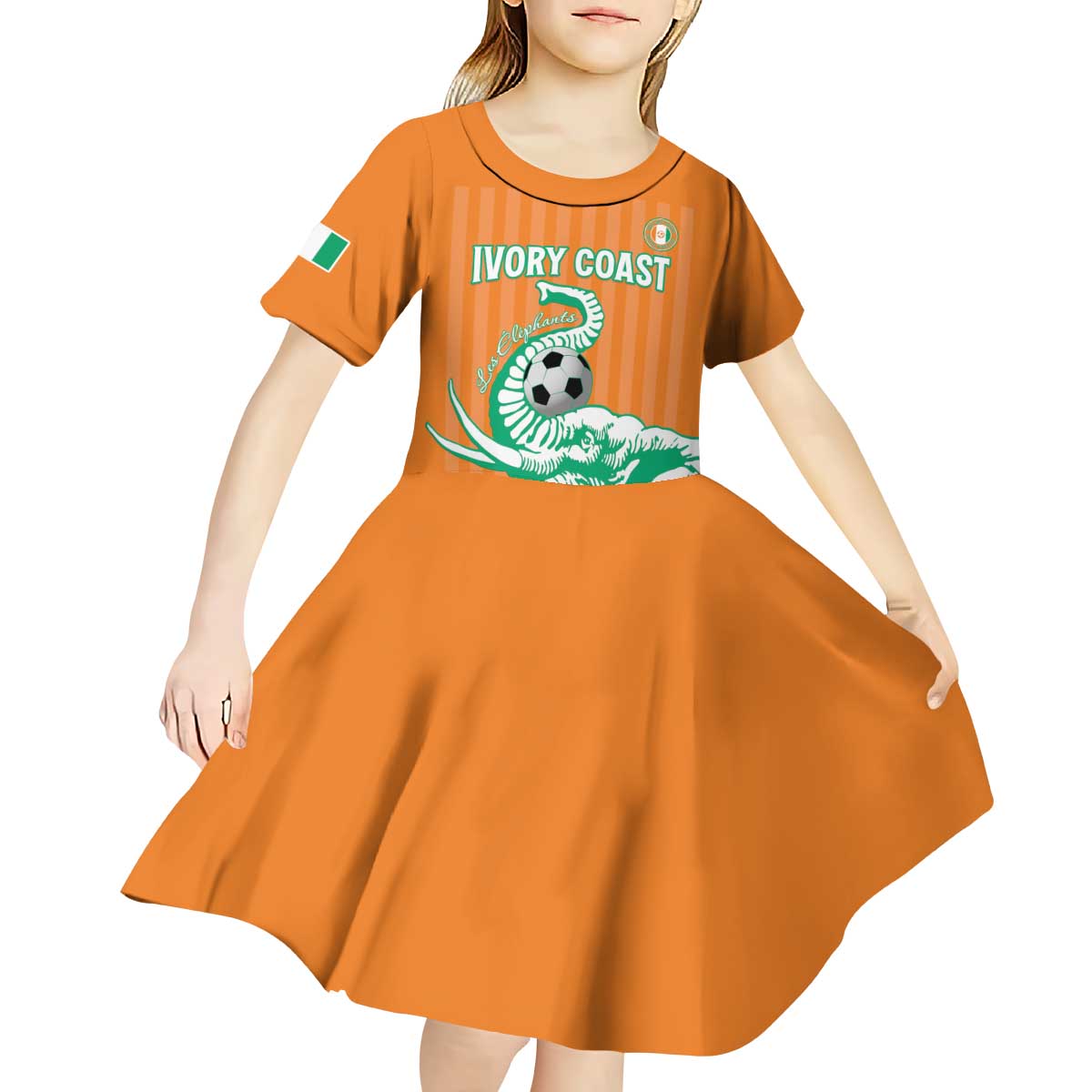 Custom Ivory Coast Football Kid Short Sleeve Dress Come On Elephants