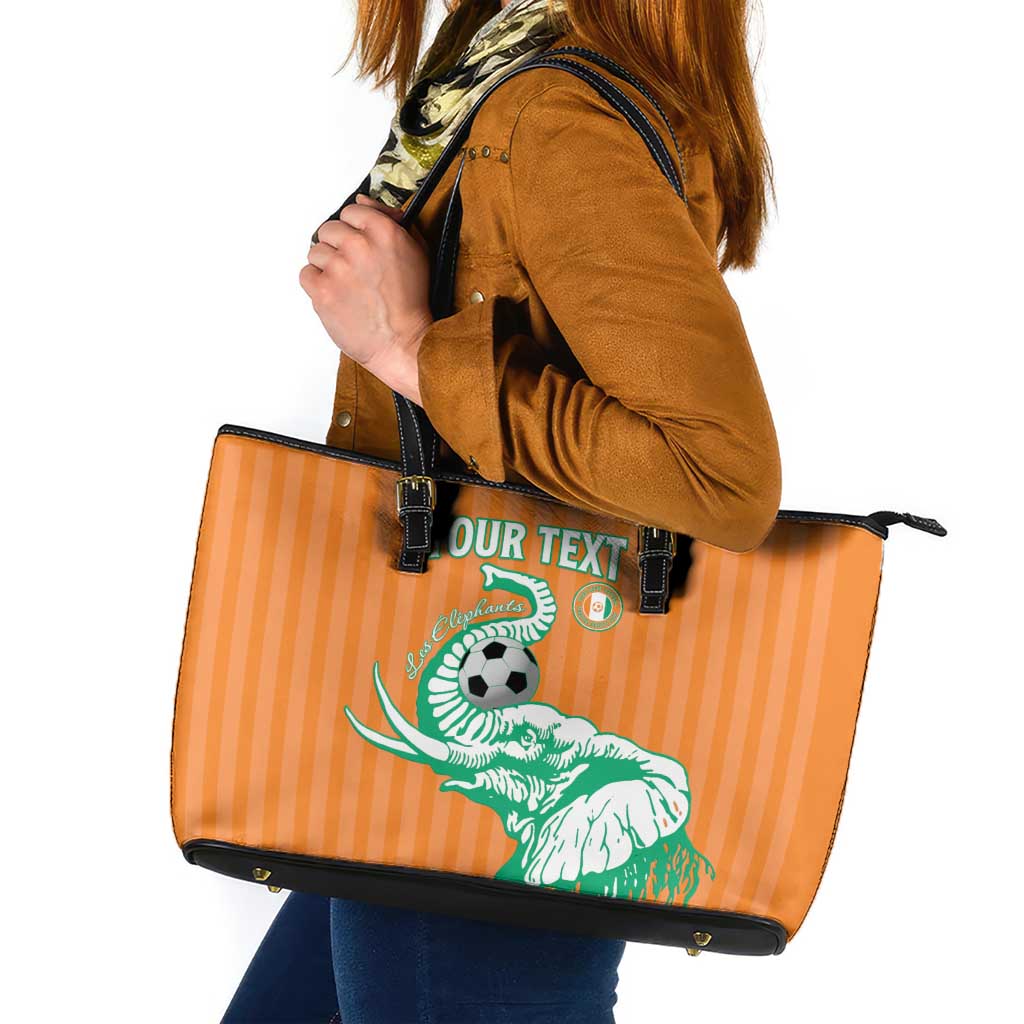 Custom Ivory Coast Football Leather Tote Bag Come On Elephants