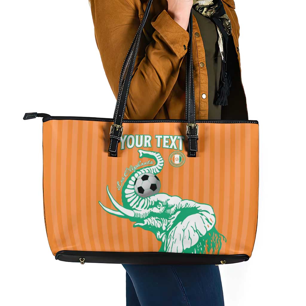Custom Ivory Coast Football Leather Tote Bag Come On Elephants