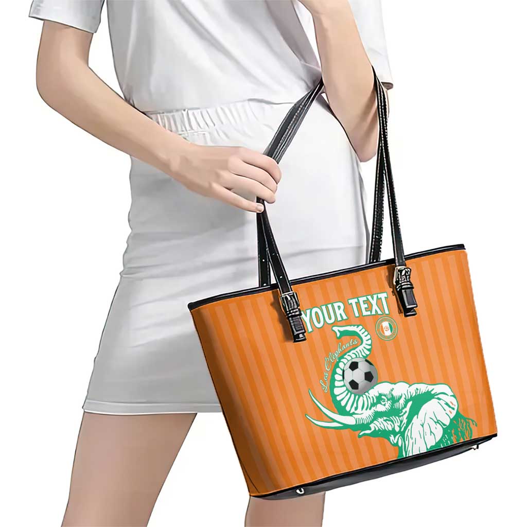 Custom Ivory Coast Football Leather Tote Bag Come On Elephants
