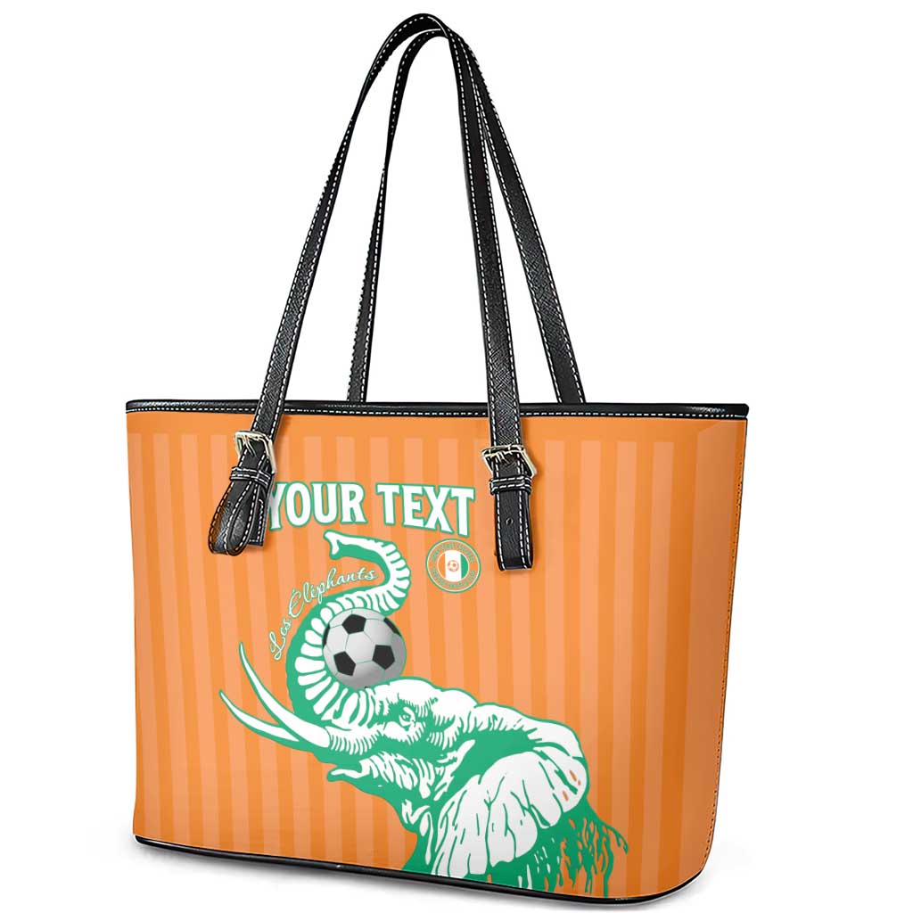 Custom Ivory Coast Football Leather Tote Bag Come On Elephants