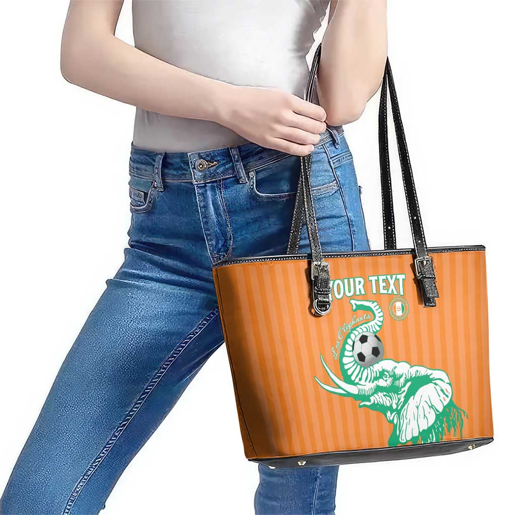 Custom Ivory Coast Football Leather Tote Bag Come On Elephants
