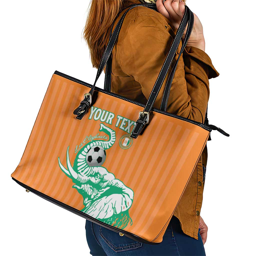 Custom Ivory Coast Football Leather Tote Bag Come On Elephants