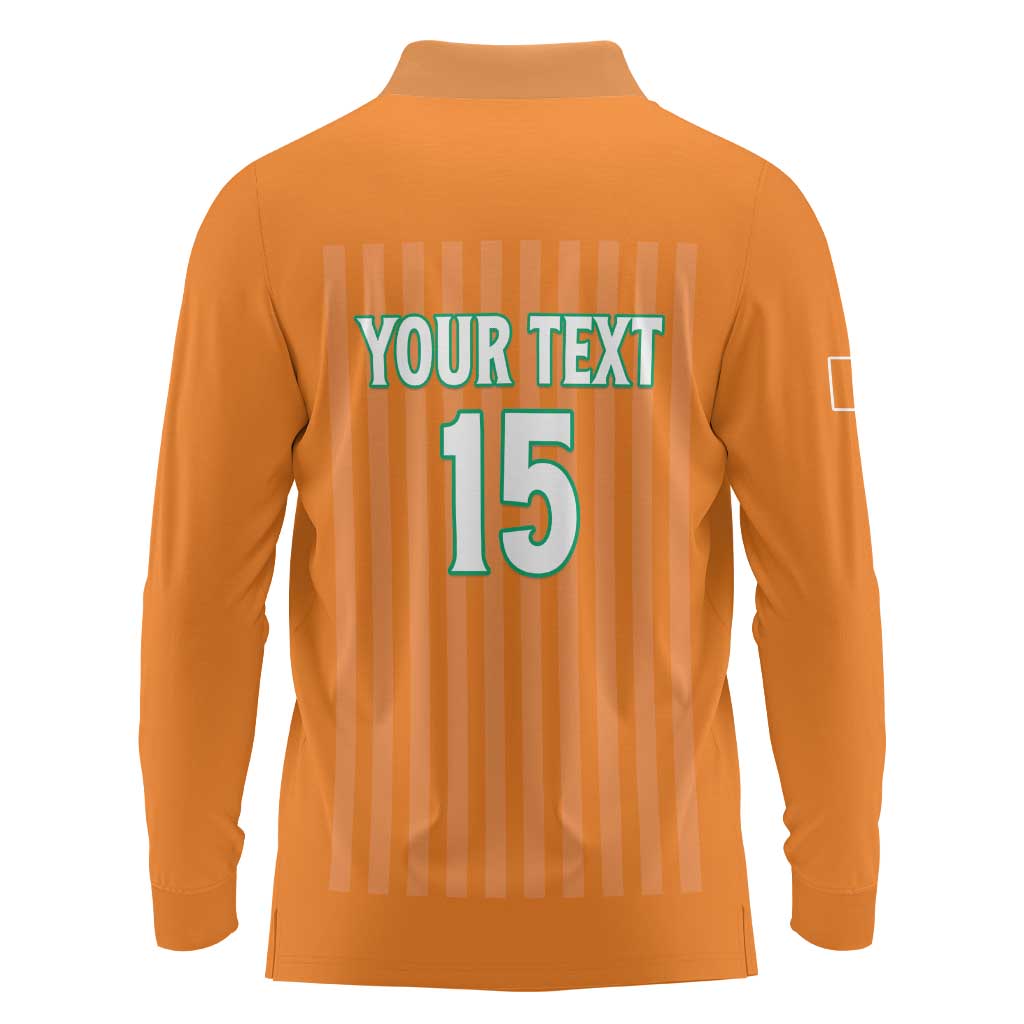 Custom Ivory Coast Football Long Sleeve Polo Shirt Come On Elephants