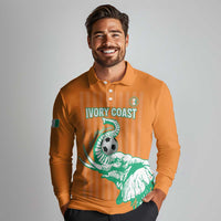 Custom Ivory Coast Football Long Sleeve Polo Shirt Come On Elephants
