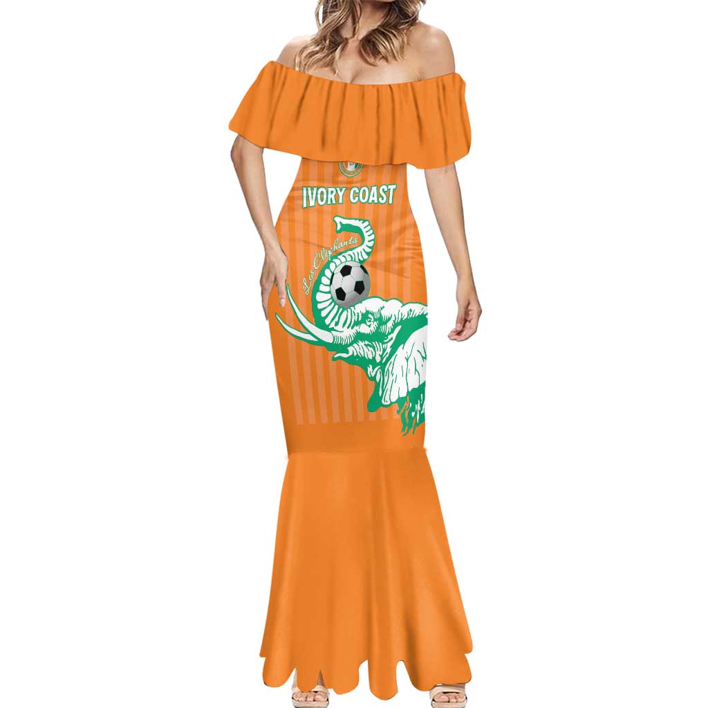 Custom Ivory Coast Football Mermaid Dress Come On Elephants