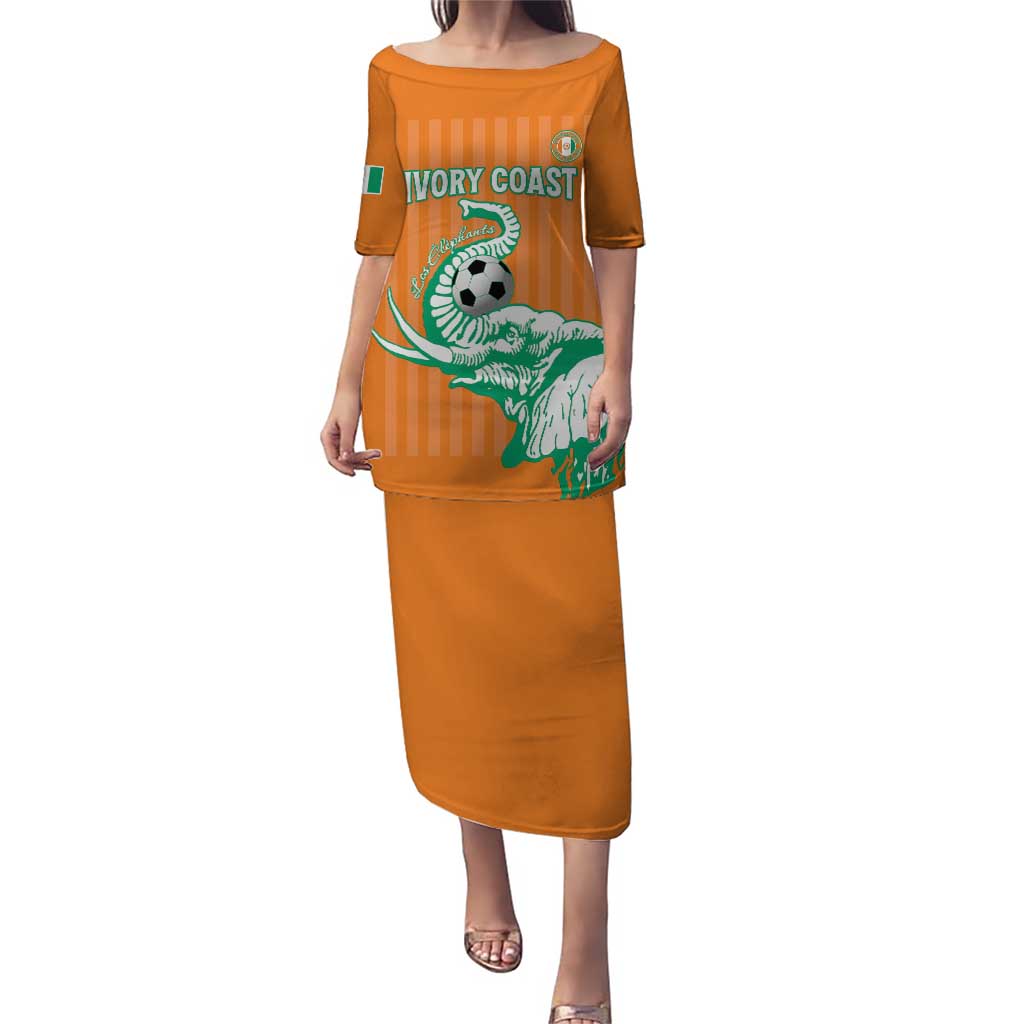 Custom Ivory Coast Football Puletasi Come On Elephants