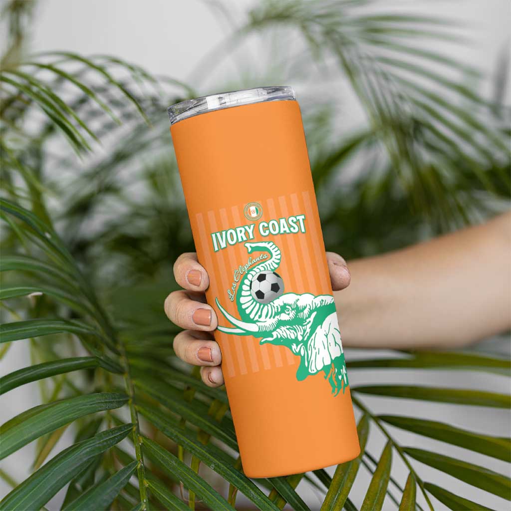 Custom Ivory Coast Football Skinny Tumbler Come On Elephants