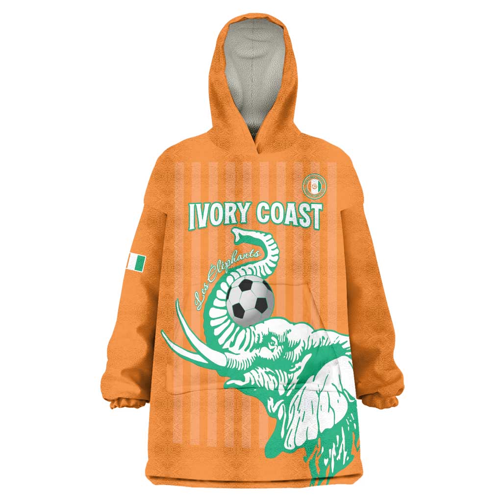 Custom Ivory Coast Football Wearable Blanket Hoodie Come On Elephants