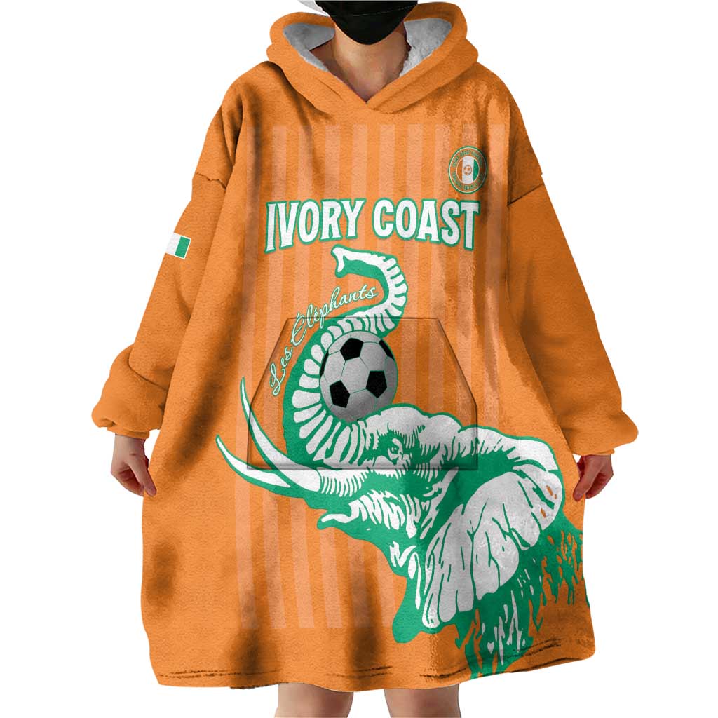 Custom Ivory Coast Football Wearable Blanket Hoodie Come On Elephants