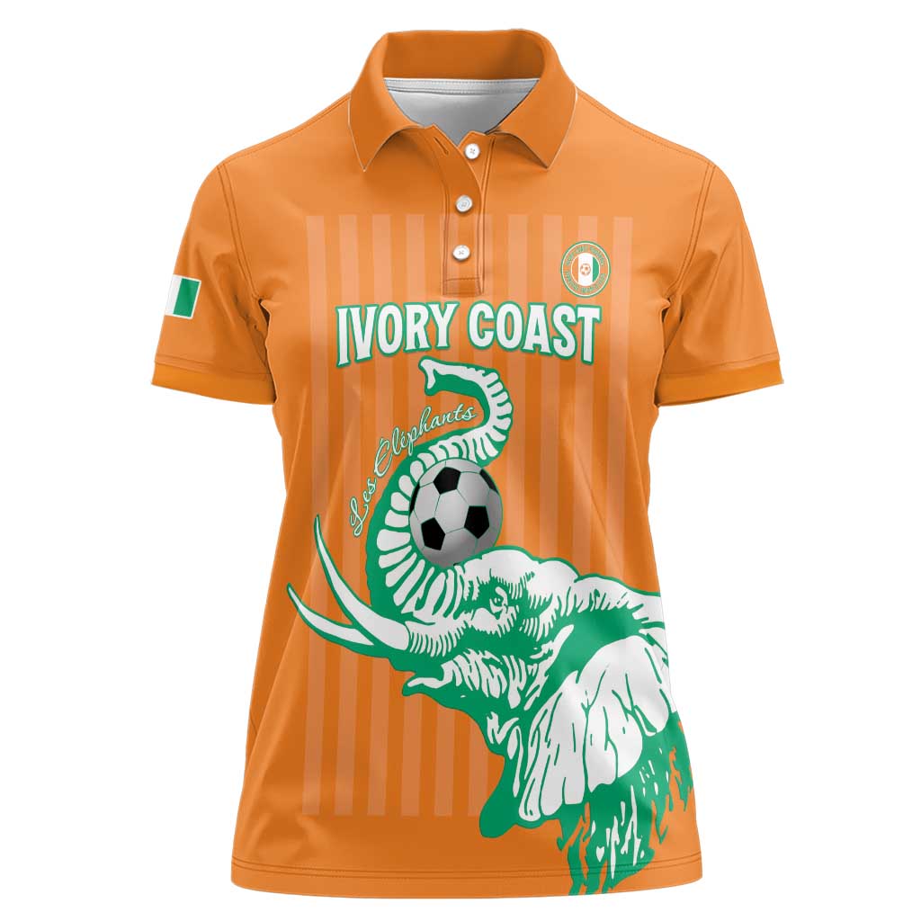 Custom Ivory Coast Football Women Polo Shirt Come On Elephants