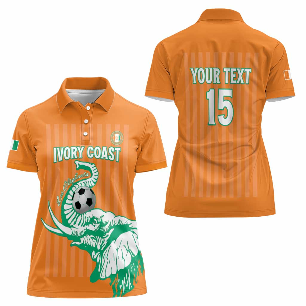 Custom Ivory Coast Football Women Polo Shirt Come On Elephants