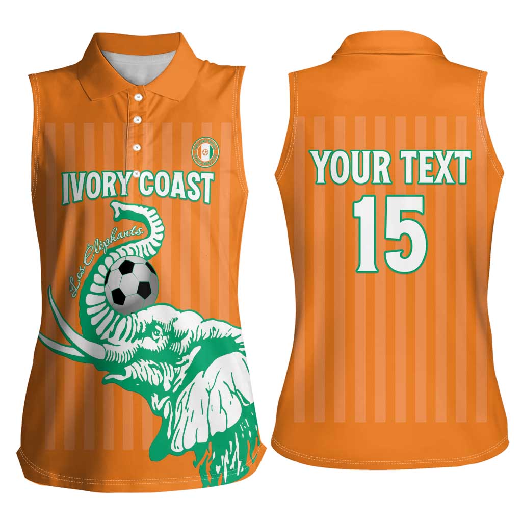 Custom Ivory Coast Football Women Sleeveless Polo Shirt Come On Elephants