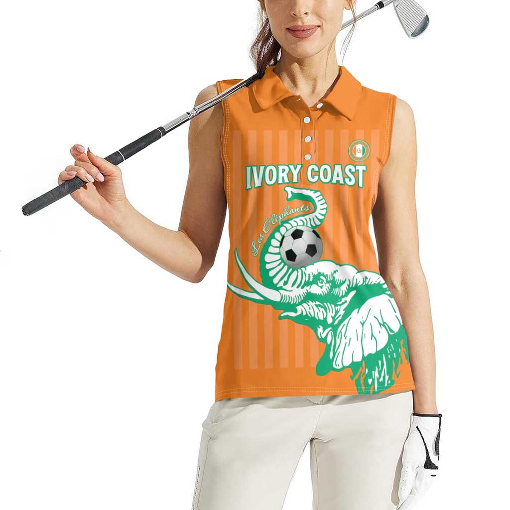 Custom Ivory Coast Football Women Sleeveless Polo Shirt Come On Elephants