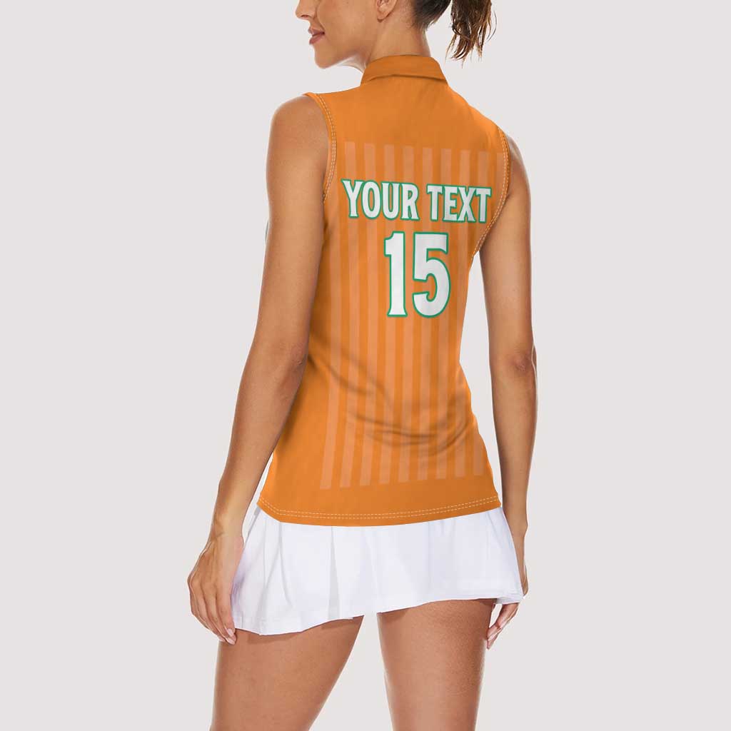 Custom Ivory Coast Football Women Sleeveless Polo Shirt Come On Elephants