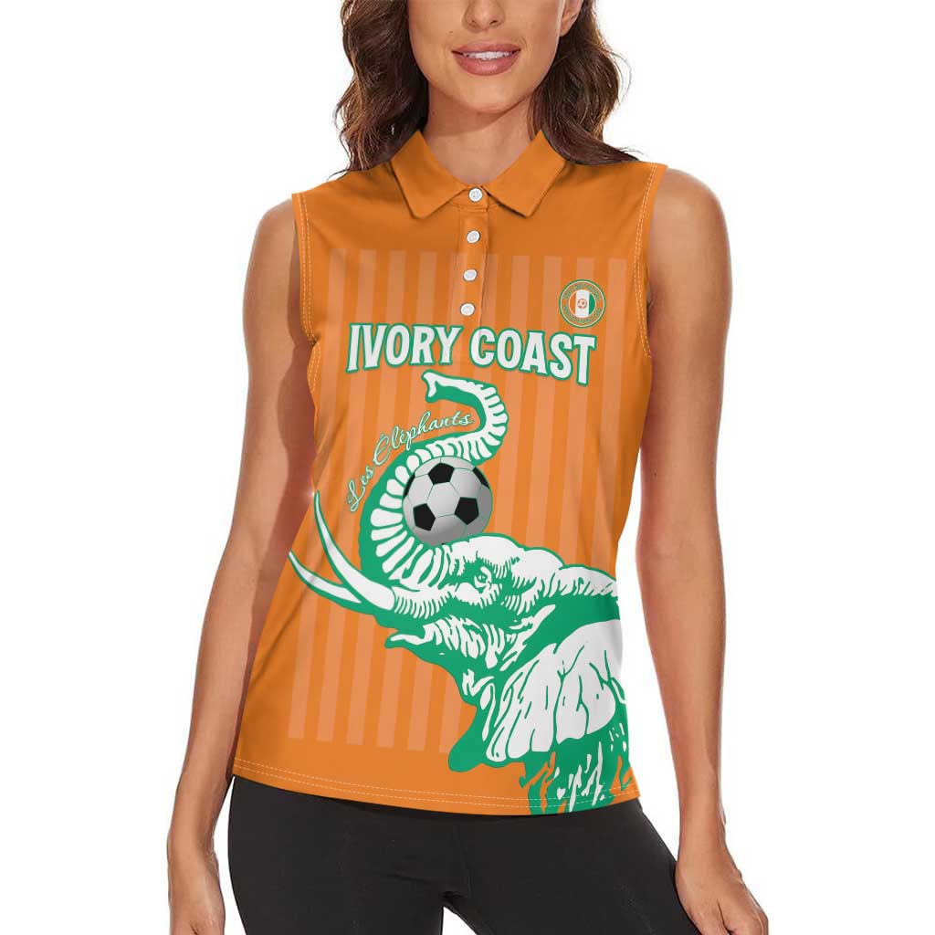 Custom Ivory Coast Football Women Sleeveless Polo Shirt Come On Elephants