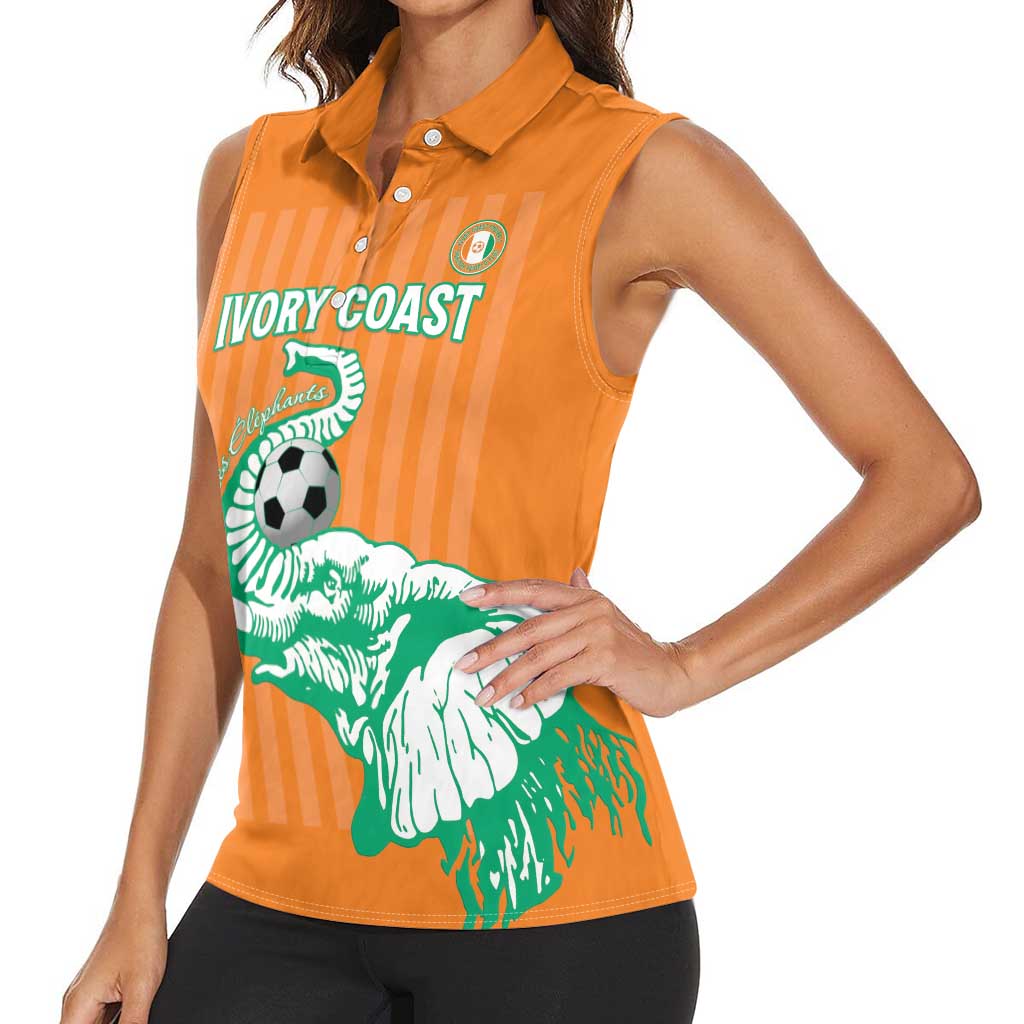 Custom Ivory Coast Football Women Sleeveless Polo Shirt Come On Elephants