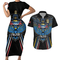 Custom Antigua and Barbuda Cricket Couples Matching Short Sleeve Bodycon Dress and Hawaiian Shirt Come On Falcons