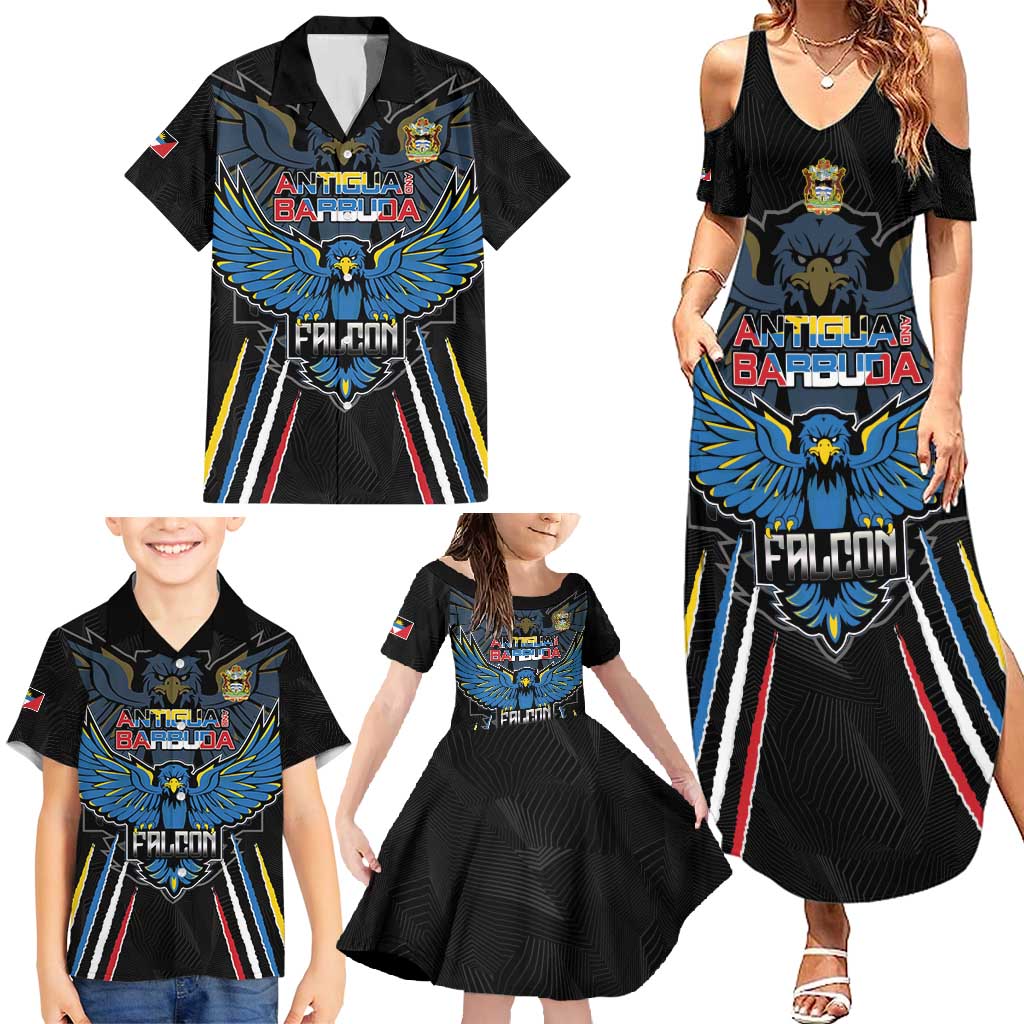 Custom Antigua and Barbuda Cricket Family Matching Summer Maxi Dress and Hawaiian Shirt Come On Falcons