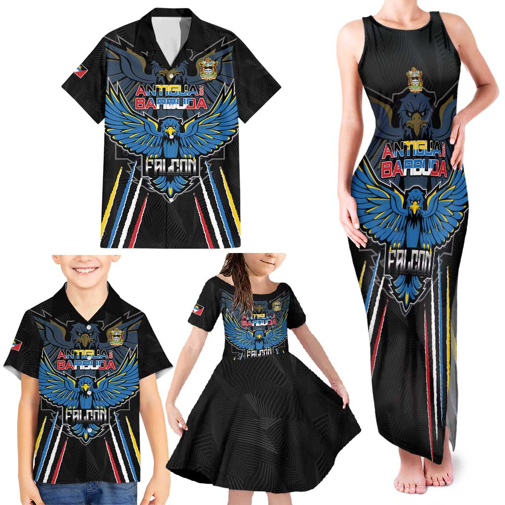 Custom Antigua and Barbuda Cricket Family Matching Tank Maxi Dress and Hawaiian Shirt Come On Falcons