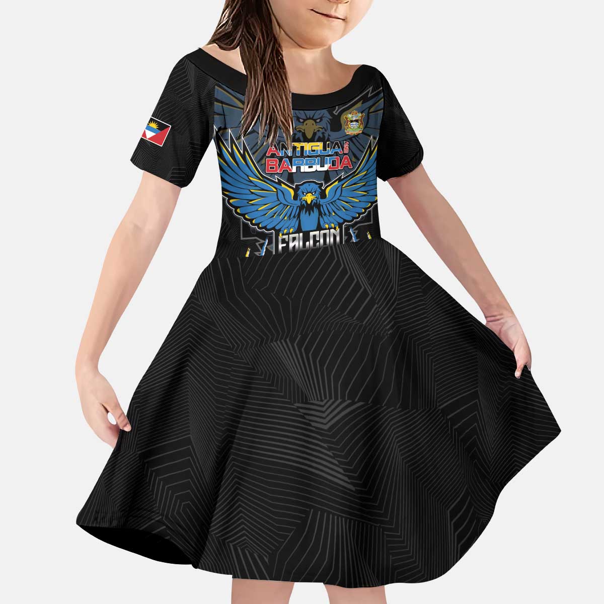 Custom Antigua and Barbuda Cricket Kid Short Sleeve Dress Come On Falcons