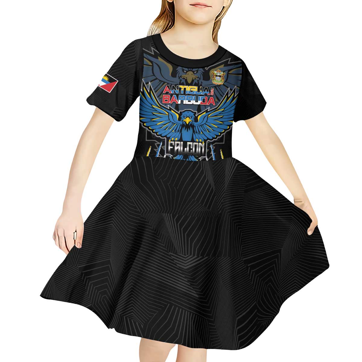 Custom Antigua and Barbuda Cricket Kid Short Sleeve Dress Come On Falcons