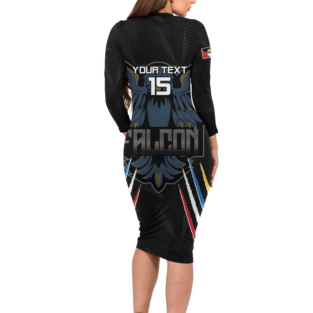 Custom Antigua and Barbuda Cricket Long Sleeve Bodycon Dress Come On Falcons