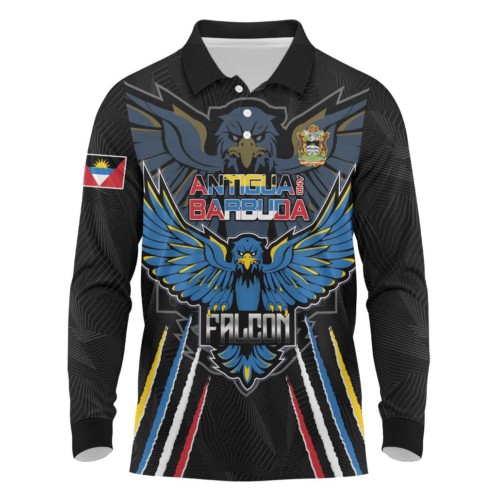 Custom Antigua and Barbuda Cricket Long Sleeve Polo Shirt Come On Falcons