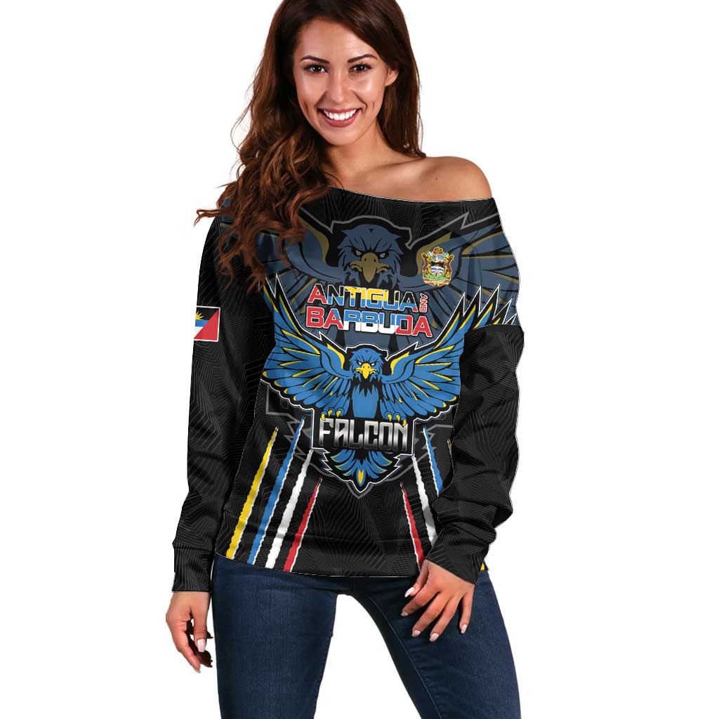 Custom Antigua and Barbuda Cricket Off Shoulder Sweater Come On Falcons
