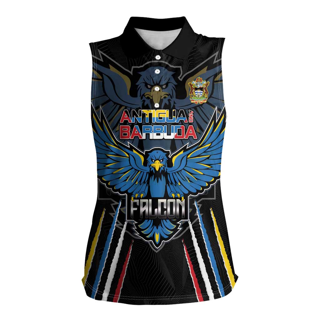 Custom Antigua and Barbuda Cricket Women Sleeveless Polo Shirt Come On Falcons