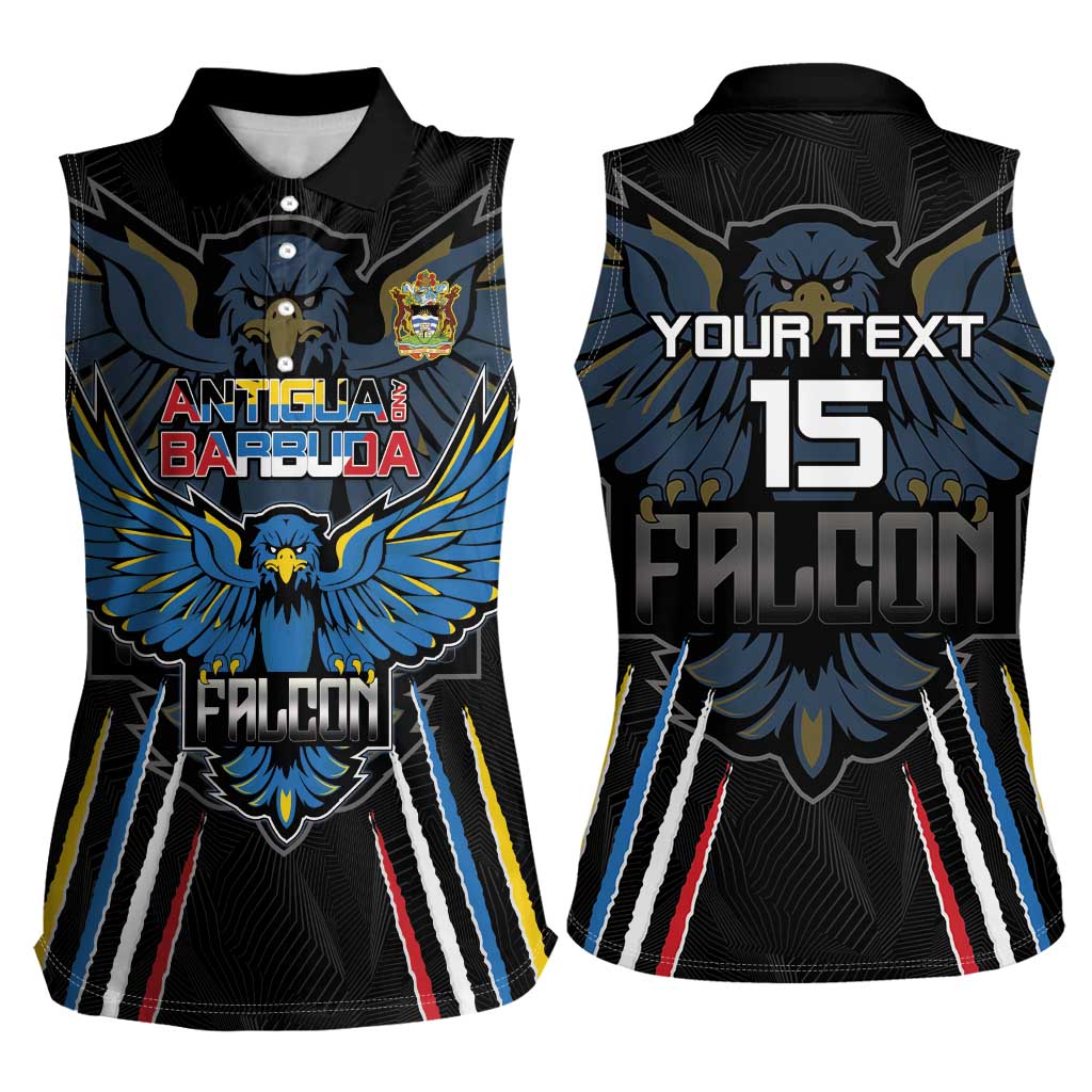 Custom Antigua and Barbuda Cricket Women Sleeveless Polo Shirt Come On Falcons