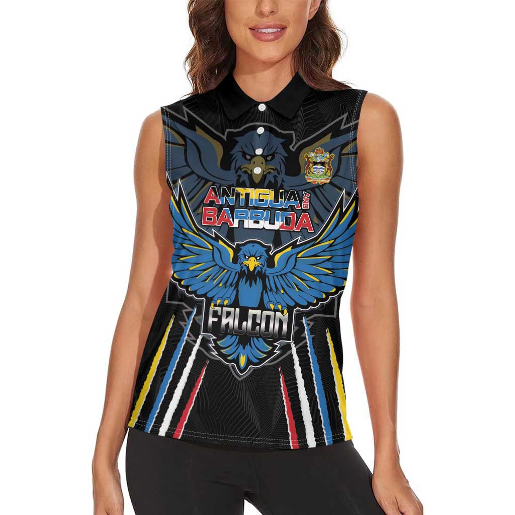 Custom Antigua and Barbuda Cricket Women Sleeveless Polo Shirt Come On Falcons