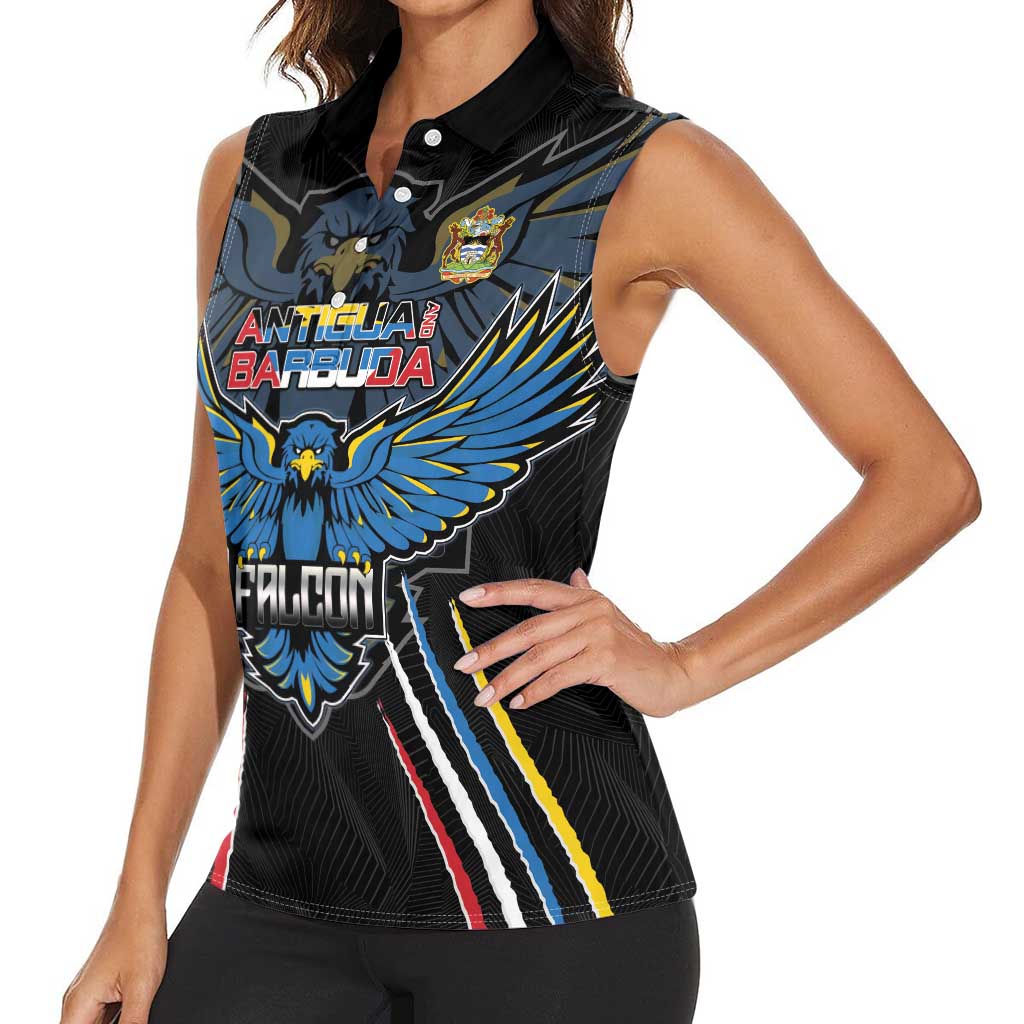 Custom Antigua and Barbuda Cricket Women Sleeveless Polo Shirt Come On Falcons