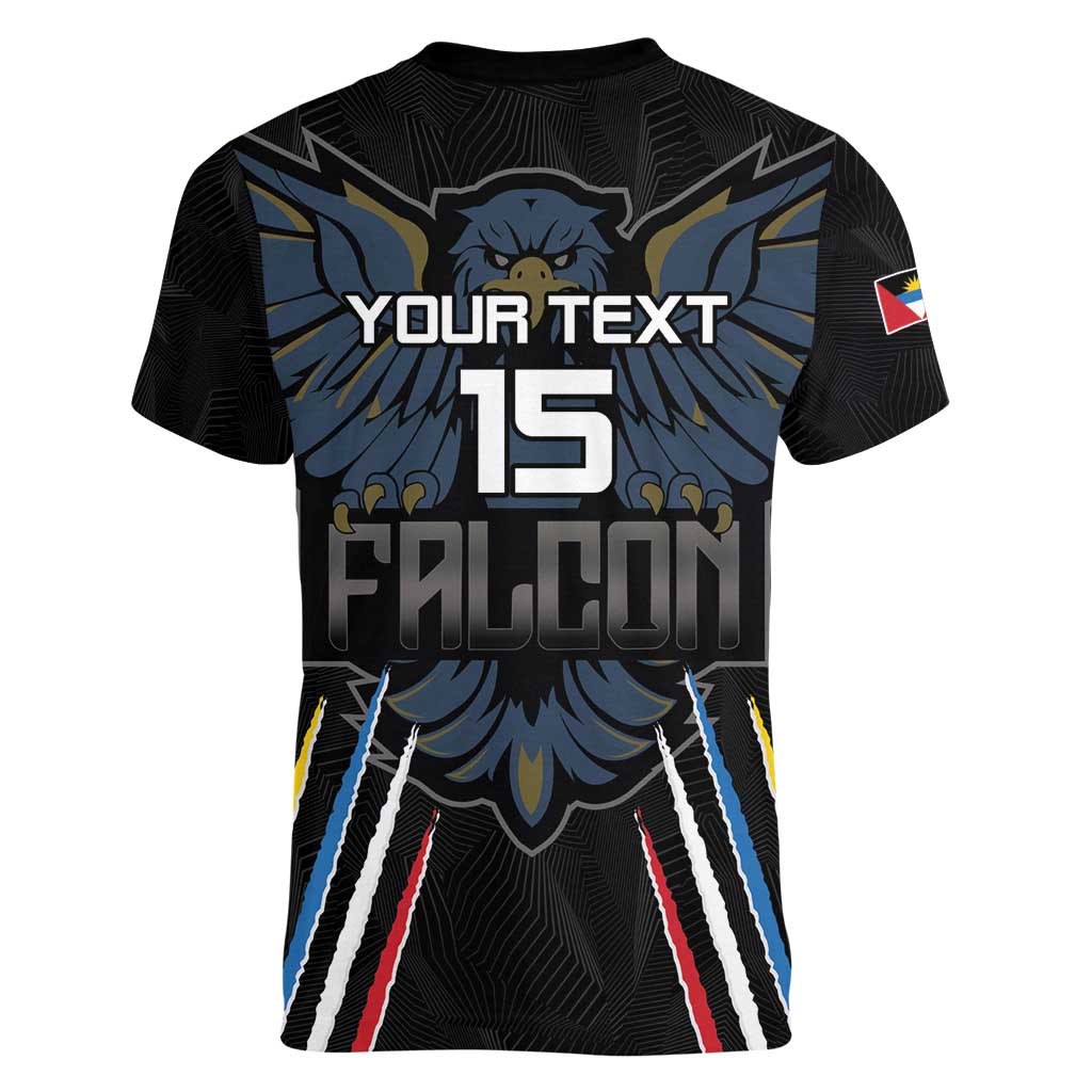 Custom Antigua and Barbuda Cricket Women V-Neck T-Shirt Come On Falcons