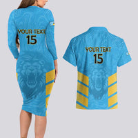 Custom Saint Lucia Cricket Couples Matching Long Sleeve Bodycon Dress and Hawaiian Shirt Go Beinspired