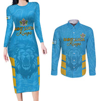 Custom Saint Lucia Cricket Couples Matching Long Sleeve Bodycon Dress and Long Sleeve Button Shirt Go Beinspired