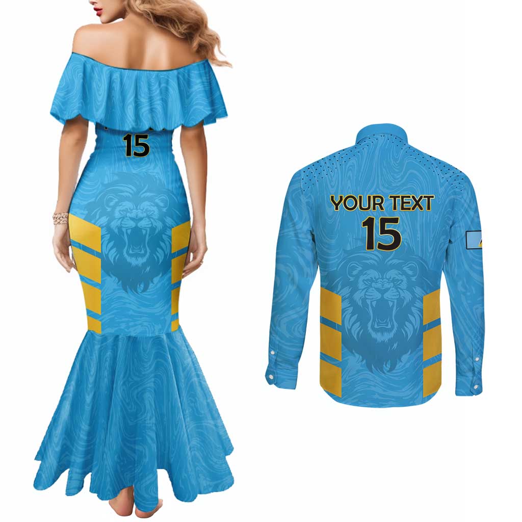 Custom Saint Lucia Cricket Couples Matching Mermaid Dress and Long Sleeve Button Shirt Go Beinspired