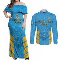 Custom Saint Lucia Cricket Couples Matching Off Shoulder Maxi Dress and Long Sleeve Button Shirt Go Beinspired