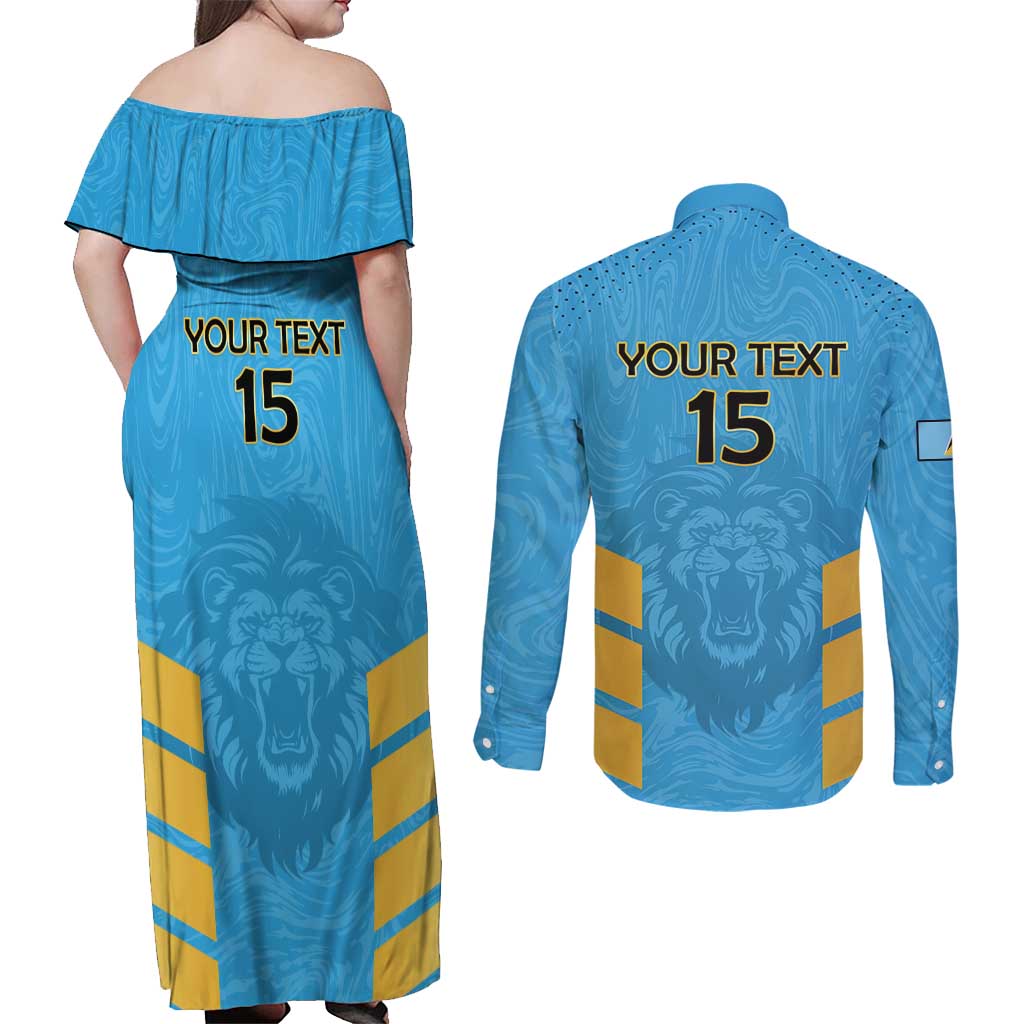 Custom Saint Lucia Cricket Couples Matching Off Shoulder Maxi Dress and Long Sleeve Button Shirt Go Beinspired