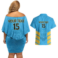 Custom Saint Lucia Cricket Couples Matching Off Shoulder Short Dress and Hawaiian Shirt Go Beinspired