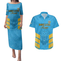 Custom Saint Lucia Cricket Couples Matching Puletasi and Hawaiian Shirt Go Beinspired