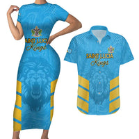 Custom Saint Lucia Cricket Couples Matching Short Sleeve Bodycon Dress and Hawaiian Shirt Go Beinspired