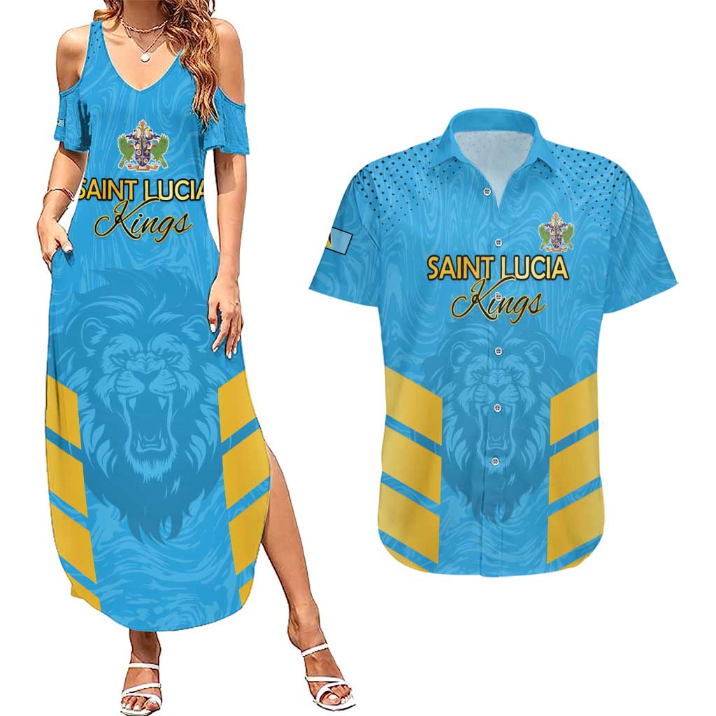 Custom Saint Lucia Cricket Couples Matching Summer Maxi Dress and Hawaiian Shirt Go Beinspired