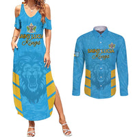 Custom Saint Lucia Cricket Couples Matching Summer Maxi Dress and Long Sleeve Button Shirt Go Beinspired