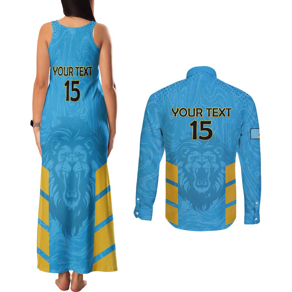 Custom Saint Lucia Cricket Couples Matching Tank Maxi Dress and Long Sleeve Button Shirt Go Beinspired