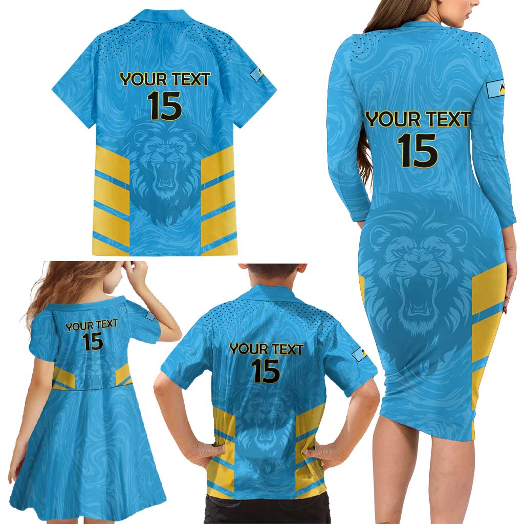 Custom Saint Lucia Cricket Family Matching Long Sleeve Bodycon Dress and Hawaiian Shirt Go Beinspired